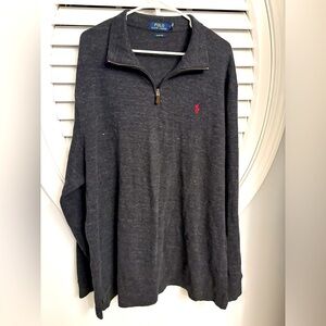Polo Ralph Lauren Gray Heather Estate Rib 1/4 Zip Sweater Pony Sz‎ XXL